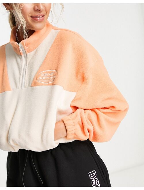 Daisy Street Active distorted geo quarter zip long sleeve cropped sweatshirt in orange