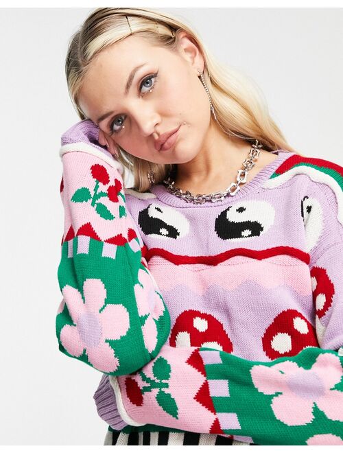 Daisy Street oversized sweater in cute print
