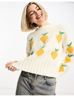 boxy chunky sweater in lemon knit