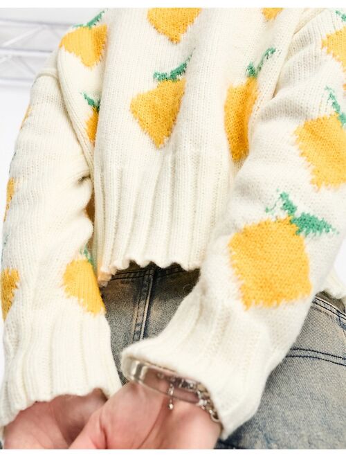 Daisy Street boxy chunky sweater in lemon knit