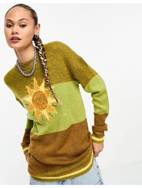 Daisy Street relaxed sweater in sun stripe knit