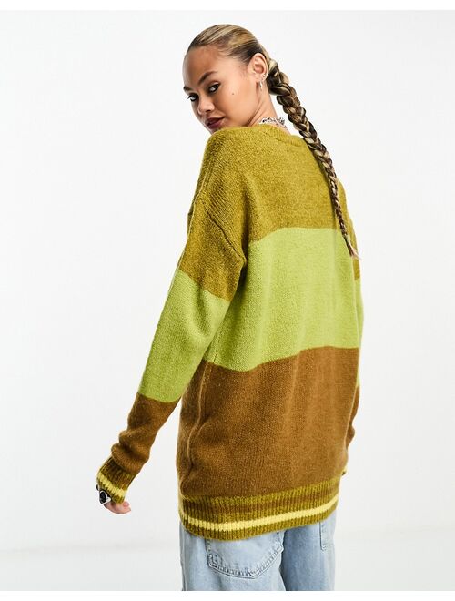 Daisy Street relaxed sweater in sun stripe knit
