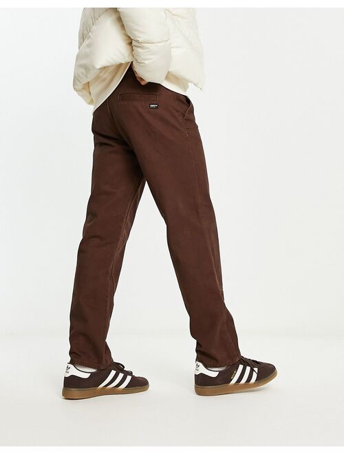 New Look contrast stitch straight leg pants in brown