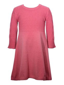 Big Girls Three Quarter Sleeved Full Fashioned Knit Sweater Dress