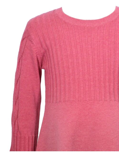 BONNIE JEAN Big Girls Three Quarter Sleeved Full Fashioned Knit Sweater Dress
