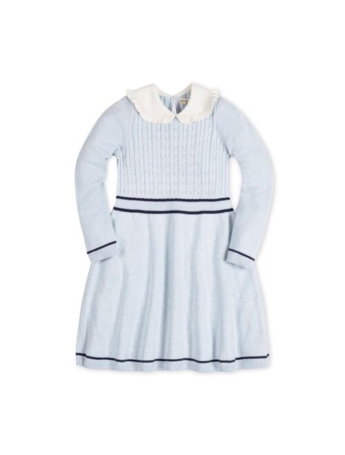 HOPE & HENRY Girls' Long Sleeve Cable Knit Peter Pan Collar Sweater Dress, Toddler