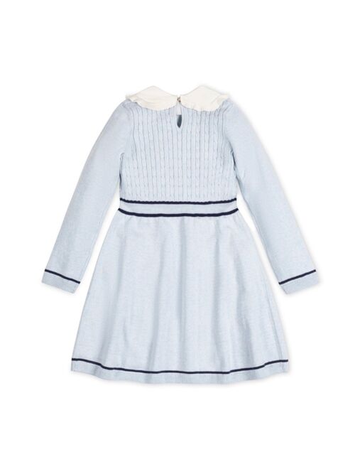 HOPE & HENRY Girls' Long Sleeve Cable Knit Peter Pan Collar Sweater Dress, Toddler