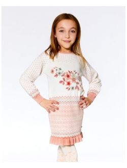 Girl Jacquard Knit Sweater Dress Off White - Child