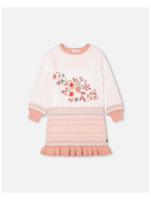DEUX PAR DEUX Girl Jacquard Knit Sweater Dress Off White - Child