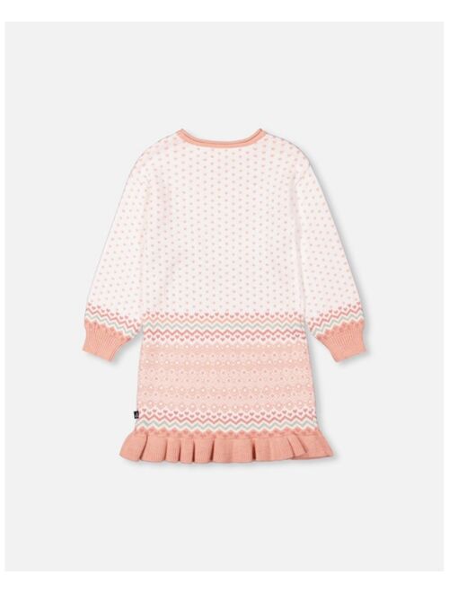 DEUX PAR DEUX Girl Jacquard Knit Sweater Dress Off White - Child