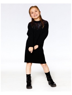 Girl Black Knitted Dress With Sequins - Toddler|Child