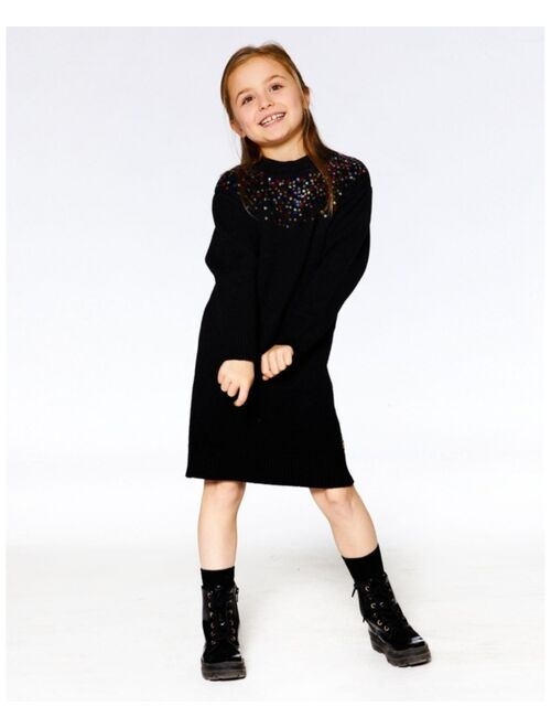 DEUX PAR DEUX Girl Black Knitted Dress With Sequins - Toddler|Child