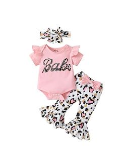 MIEKISA Baby Girls 0-18 Months Romper and Flared Pants Outfit