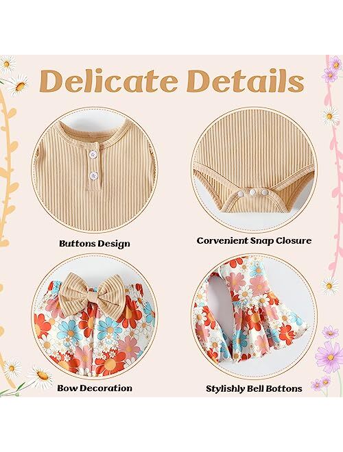 NEOBELLA Newborn Baby Girl Clothes 0-18 Months Long Sleeve Romper and Pants With Headband Infant Girl Fall Winter Outfits