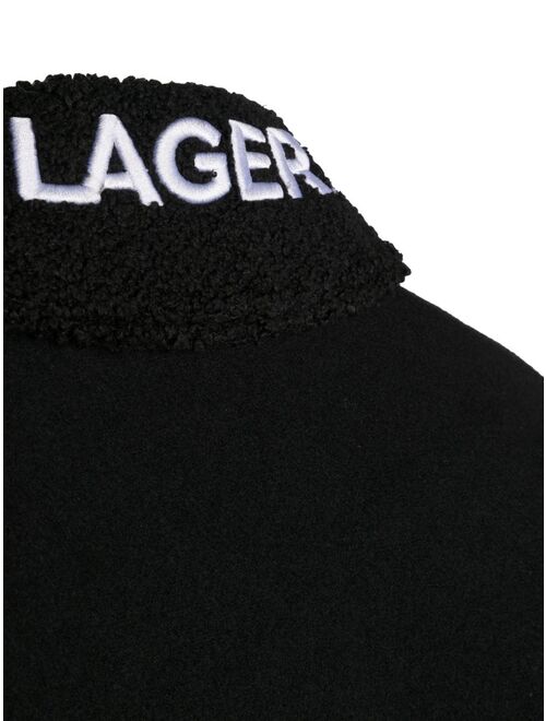 Karl Lagerfeld Kids logo-collar single-breasted coat