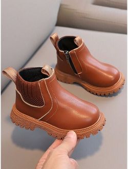 YUFANChildrenShoes Shoes Children's Solid Color Short Boots For Toddler Boys' Walking Shoes