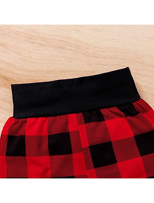 Cetepy My First Christmas Baby Boy Outfit Newborn Clothes Infant Black Xmas Tree Car Red Plaid Pants Hat 3Pcs 0-18 Months