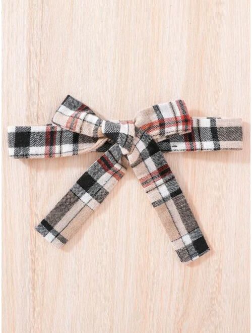 SHEIN Kids FANZEY Young Girl Plaid Print Belted Trench Coat