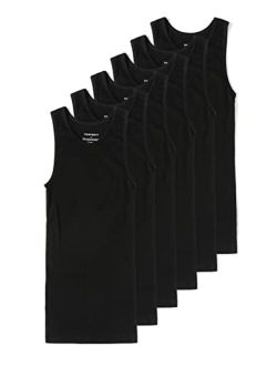 Comfneat Men's 6-Pack A-Shirts Tight Fit Tank Tops Cotton Spandex Undershirts