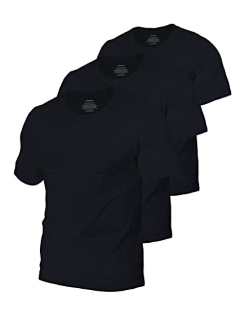 Comfneat Men's 3-Pack Stretchy Undershirts Crew Neck Long Back Hem T-Shirts