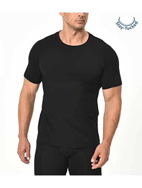 Comfneat Men's 3-Pack Stretchy Undershirts Crew Neck Long Back Hem T-Shirts