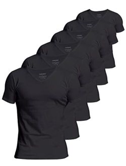 Comfneat Men's Undershirts 100 Percent Cotton Underclothing Comfy V-Neck T-Shirts (4-Pack/6-Pack)