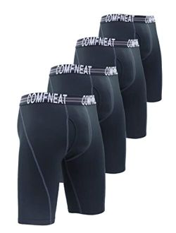 Comfneat Men's 9" Long Boxer Briefs Sports Performance Breathable Underwear 4-Pack