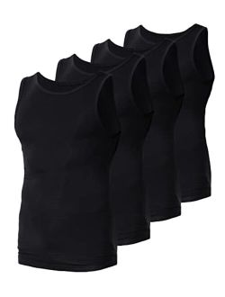 Comfneat Men's 4-Pack Cool Feeling A-Shirts Bamboo Viscose Undershirts Sports Singlets