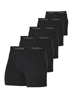 Comfneat Men's 5-Pack Bamboo Viscose Boxer Briefs Cool Feeling Underwear with Fly