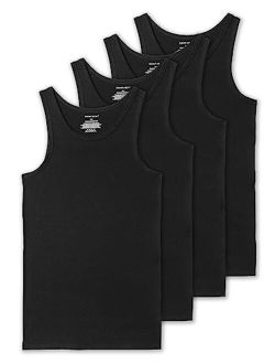 Comfneat Men's 4-Pack Big & Tall Tight Fit A-Shirts Tank Tops Sleeveless Undershirts Stretchy Cotton Spandex Base Layers
