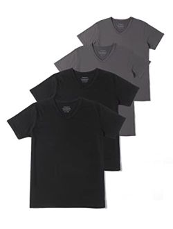Comfneat Men's 4-Pack Athletic T-Shirt Quick Dry V-Neck Undershirt Sports Jerseys