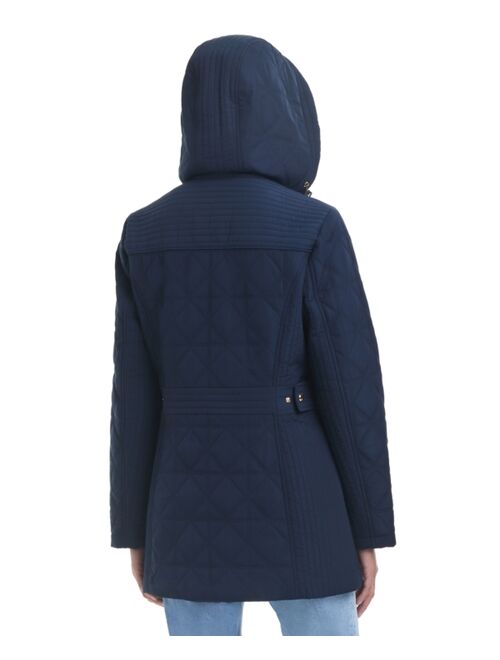 JONES NEW YORK Women's Petite Hooded Quilted Coat
