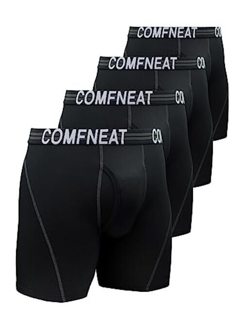 Comfneat Men's Athletic Boxer Briefs Sports Performance Underwear with Fly (4-Pack/6-Pack)