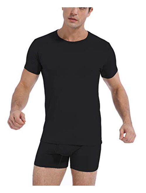 Comfneat Men's Bamboo Viscose Undershirts Cool Feeling Crew Neck T-Shirt 3-Pack Knit Shirts