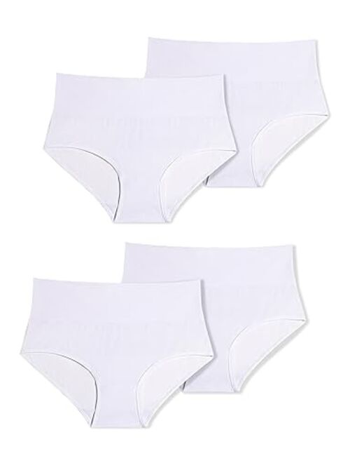 Comfneat Women's 4-Pack High Waisted Briefs Stretchy Cotton Spandex Underwear