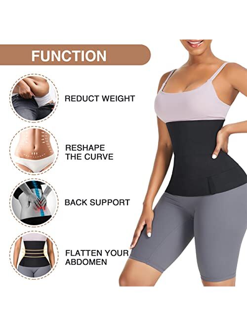 FeelinGirl Waist Trainer for Women Snatch Bandage Tummy Wrap Plus Size Workout Waist Trimmer for Gym Sport