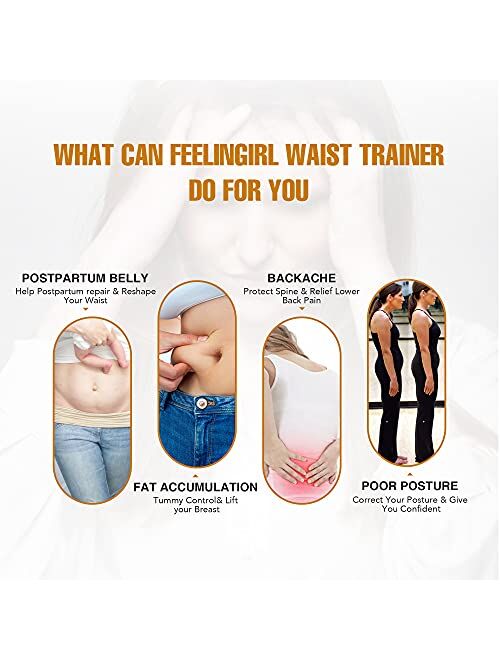 FeelinGirl Latex Waist Trainer for Women Waist Cincher Breathable Girdle Waist Trimmer Workout Hourglass Body Shaper