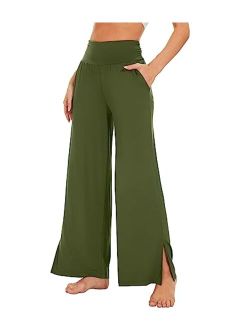 Womens Bamboo Viscose Lounge Pants Soft Wide Leg Pajama Bottoms Palazzo Yoga Pant Casual Pj Bottom S-XXL