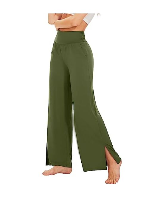 WiWi Womens Bamboo Viscose Lounge Pants Soft Wide Leg Pajama Bottoms Palazzo Yoga Pant Casual Pj Bottom S-XXL