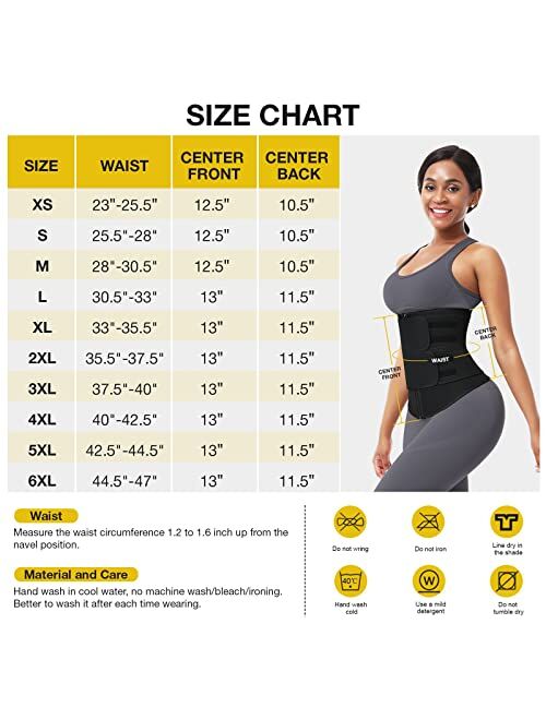 FeelinGirl Waist Trainer for Women Long Torso Sauna Workout Double Belt With Zipper 7 Steel Bones