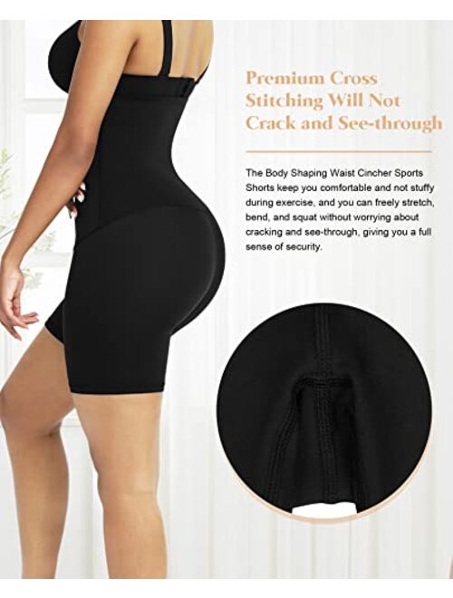 FeelinGirl Body Shaper for Women Tummy Control High Waist Shapewear Shorts Butt Lifter Thigh Slim Waist Trainer Shorts