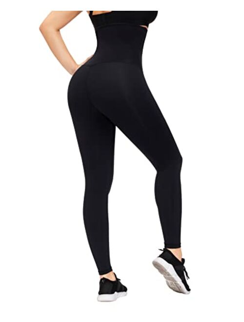 FeelinGirl High Waist Corset Leggings for Women Tummy Control Athletic Motion Magic Waist Shaper Compression Yoga Pants