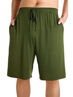 Mens Bamboo Viscose Pajama Shorts Lightweight Lounge Bottoms Soft Knit Sleep Short Pants Loungewear with Pockets S-3X
