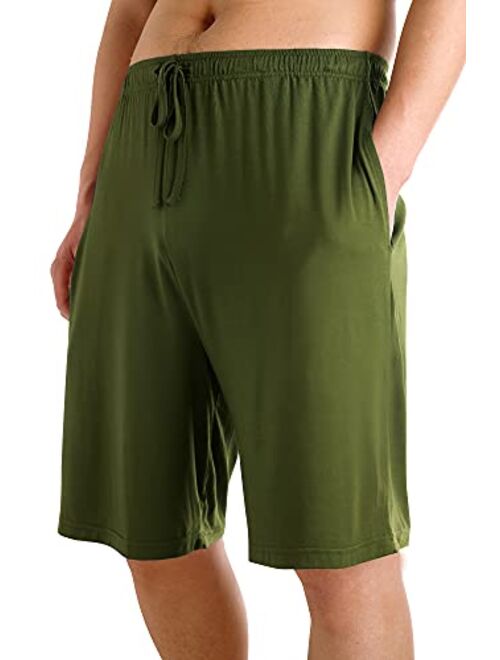 WiWi Mens Bamboo Viscose Pajama Shorts Lightweight Lounge Bottoms Soft Knit Sleep Short Pants Loungewear with Pockets S-3X