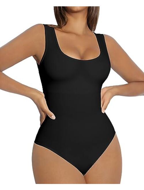 FeelinGirl Bodysuit for Women Tummy Control Seamless Fashion Going Out Sleeveless Tank Tops Bodysuit