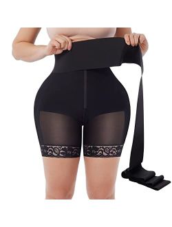 Shapewear for Women Tummy Control Faja Butt Lifter Body Shaper Thigh Slimmer Shorts with Removable Waist Wrap