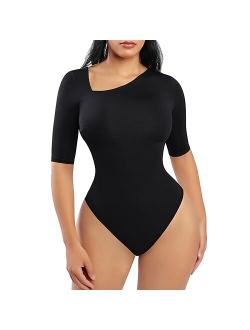 Bodysuit for Women Tummy Control Seamless Fashion Thong Tops Short/Half/Short Puff/Long Puff Sleeve