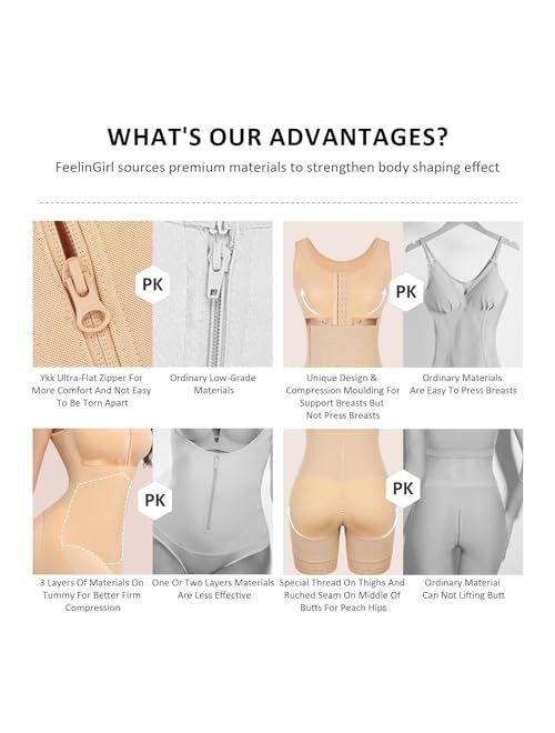FeelinGirl Fajas Colombianas Full Body Shapewear for Women Post Surgery Compression Garment Reductoras y Moldeadoras