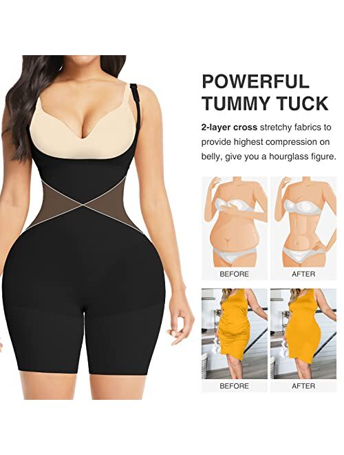 FeelinGirl Shapewear for Women Tummy Control Body Shaper Seamless Faja with Open Crotch