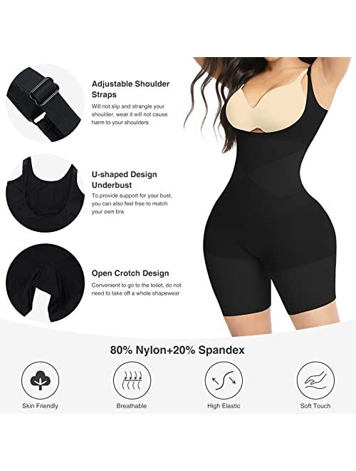 FeelinGirl Shapewear for Women Tummy Control Body Shaper Seamless Faja with Open Crotch